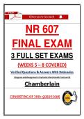 NR 607&NewLine;&NewLine;FINAL EXAM&NewLine;&NewLine;3 FULL SET EXAMS&NewLine;&NewLine;&lpar;WEEKS 5 &ndash; 8 COVERED&rpar;&NewLine;Verified Questions & Answers With Rationales&NewLine;