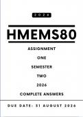 HMEMS80 Assignment 1 Answers - Semester 2 2026 &vert; Due Date 31 August 2026