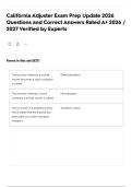 California Adjuster Exam Prep Update 2026 Questions and Correct Answers Rated A&plus; 2026 &sol; 2027 Verified by Experts