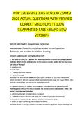 NUR 230 Exam 3 Study Pack &vert; Adult Health II 100 Comprehensive Q&As