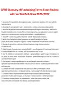 CFRE Glossary of Fundraising Terms &ndash; Exam Review with Verified Solutions for 2026&sol;2027 Exam Preparation