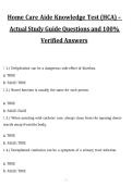 Home Care Aide Knowledge Test &lpar;HCA&rpar; &ndash; Study Guide Questions and Verified Answers for 2027&sol;2028 Exam Preparation