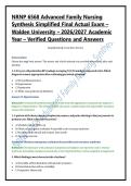 NRNP 6568 Advanced Family Nursing &NewLine;Synthesis Simplified Final Actual Exam &ndash; &NewLine;Walden University &ndash; 2026&sol;2027 Academic &NewLine;Year &ndash; Verified Questions and Answers