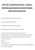 Package deal for HCA Certification Test &ndash; Exam Preparation Questions and Verified Answers &lpar;A&plus; Graded&rpar; 2027&sol;2028