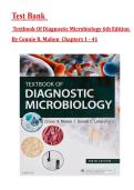 TEST BANK For Textbook Of Diagnostic Microbiology&comma; 6th Edition By Connie R&period; Mahon&comma; Verified Chapters 1 - 41&comma; Complete Newest Version