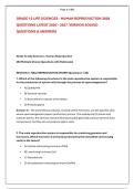 GRADE 12 LIFE SCIENCES - HUMAN REPRODUCTION 2026 &NewLine;QUESTIONS LATEST 2026 &ndash; 2027  VERSION SOLVED &NewLine;QUESTIONS & ANSWERS