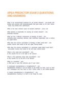 APEA PREDICTOR EXAM 3 QUESTIONS AND ANSWERS