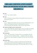 CRIS 605 CERTIFICATION SCRIPT&NewLine;2026 QUESTIONS WITH SOLUTIONS&NewLine;GRADED A&plus;