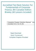 Test Bank for Fundamentals of Corporate Finance 8th Canadian Edition by Brealey &vert; All Lessons Questions and Answers 2027