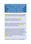 Intro to cardiovascular technology exam 2 pt 2 UPDATE VERIFIED QUESTIONS & DETAILED EXPLANATIONS GRADED A&plus;