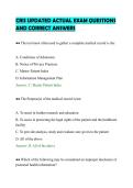 CRIS UPDATED ACTUAL EXAM QUESTIONS&NewLine;AND CORRECT ANSWER
