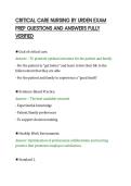 CRITICAL CARE NURSING BY URDEN EXAM&NewLine;PREP QUESTIONS AND ANSWERS FULLY&NewLine;VERIFIED