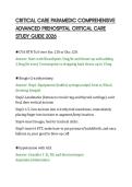 CRITICAL CARE PARAMEDIC COMPREHENSIVE&NewLine;ADVANCED PREHOSPITAL CRITICAL CARE&NewLine;STUDY GUIDE 2026
