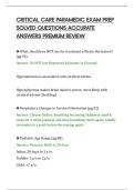 CRITICAL CARE PARAMEDIC EXAM PREP&NewLine;SOLVED QUESTIONS ACCURATE&NewLine;ANSWERS PREMIUM REVIEW