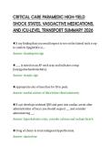 CRITICAL CARE PARAMEDIC HIGH-YIELD&NewLine;SHOCK STATES&comma; VASOACTIVE MEDICATIONS&comma;&NewLine;AND ICU-LEVEL TRANSPORT SUMMARY 2026