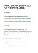 CRITICAL CARE PARAMEDIC MOCK EXAM&NewLine;WITH ANSWER RATIONALES 2026