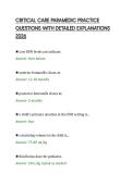 CRITICAL CARE PARAMEDIC PRACTICE&NewLine;QUESTIONS WITH DETAILED EXPLANATIONS&NewLine;2026