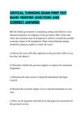 CRITICAL THINKING EXAM PREP TEST&NewLine;BANK VERIFIED QUESTIONS AND&NewLine;CORRECT ANSWERS
