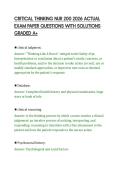 CRITICAL THINKING NUR 200 2026 ACTUAL&NewLine;EXAM PAPER QUESTIONS WITH SOLUTIONS&NewLine;GRADED A&plus;