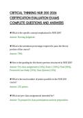 CRITICAL THINKING NUR 200 2026&NewLine;CERTIFICATION EVALUATION EXAMS&NewLine;COMPLETE QUESTIONS AND ANSWERS