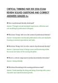 CRITICAL THINKING NUR 200 2026 EXAM&NewLine;REVIEW SOLVED QUESTIONS AND CORRECT&NewLine;ANSWERS GRADED A&plus;