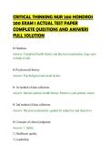 CRITICAL THINKING NUR 200 HONDROS&NewLine;200 EXAM 1 ACTUAL TEST PAPER&NewLine;COMPLETE QUESTIONS AND ANSWERS&NewLine;FULL SOLUTION