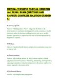 CRITICAL THINKING NUR 200 HONDROS&NewLine;200 EXAM 1 EXAM QUESTIONS AND&NewLine;ANSWERS COMPLETE SOLUTION GRADED&NewLine;A&plus;