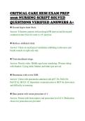 CRITICAL CARE HESI EXAM PREP&NewLine;2026 NURSING SCRIPT SOLVED&NewLine;QUESTIONS VERIFIED ANSWERS A&plus;