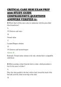 CRITICAL CARE HESI EXAM PREP&NewLine;2026 STUDY GUIDE&NewLine;COMPREHENSIVE QUESTIONS&NewLine;ANSWERS VERIFIED A&plus;