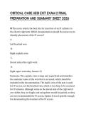 CRITICAL CARE HESI EXIT EXAM 2 FINAL&NewLine;PREPARATION AND SUMMARY SHEET 2026&NewLine;