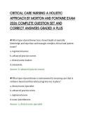CRITICAL CARE NURSING A HOLISTIC&NewLine;APPROACH BY MORTON AND FONTAINE EXAM&NewLine;2026 COMPLETE QUESTION SET AND&NewLine;CORRECT ANSWERS GRADED A PLUS