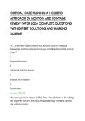 CRITICAL CARE NURSING A HOLISTIC&NewLine;APPROACH BY MORTON AND FONTAINE&NewLine;REVIEW PAPER 2026 COMPLETE QUESTIONS&NewLine;WITH EXPERT SOLUTIONS AND MARKING&NewLine;SCHEME