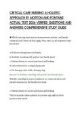 CRITICAL CARE NURSING A HOLISTIC&NewLine;APPROACH BY MORTON AND FONTAINE&NewLine;ACTUAL TEST 2026 VERIFIED QUESTIONS AND&NewLine;ANSWERS COMPREHENSIVE STUDY GUIDE