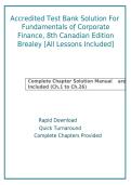 Test Bank for Fundamentals of Corporate Finance 8th Canadian Edition by Brealey &vert; All Lessons Questions and Answers 2027&NewLine;