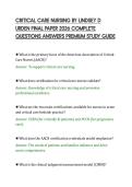 CRITICAL CARE NURSING BY LINDSEY D&NewLine;URDEN FINAL PAPER 2026 COMPLETE&NewLine;QUESTIONS ANSWERS PREMIUM STUDY GUIDE