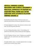 CRITICAL THINKING CLINICAL&NewLine;REASONING AND CLINICAL JUDGEMENT A&NewLine;PRACTICAL APPROACH 7TH EDITION ALL&NewLine;CHAPTERS FINAL PAPER 2026 TESTED&NewLine;QUESTIONS WITH ACCURATE SOLUTIONS&NewLine;VERIFIED GRADED A