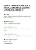 CRITICAL THINKING NUR 200 HONDROS&NewLine;ACTUAL EXAM PAPER 2026 QUESTIONS&NewLine;WITH SOLUTIONS GRADED A&plus;