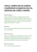 CRITICAL THINKING NUR 200 HONDROS&NewLine;COMPREHENSIVE EXAMINATION 2026 FULL&NewLine;QUESTIONS AND CORRECT ANSWERS