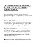 CRITICAL THINKING REASON AND EVIDENCE&NewLine;401 2026 COMPLETE QUESTIONS AND&NewLine;ANSWERS GRADED A&plus;