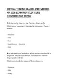 CRITICAL THINKING REASON AND EVIDENCE&NewLine;401 2026 EXAM PREP STUDY GUIDE&NewLine;COMPREHENSIVE REVIEW