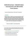 NURS 305 Final Exam &ndash; 2026&sol;2027 Edition &ndash; Actual Questions with 100&percnt; Verified Correct Answers 