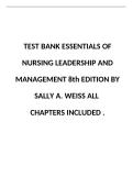 Essentials of Nursing Leadership & Management 8th Ed Test Bank &vert; Sally A&period; Weiss