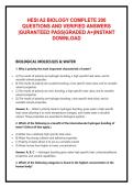 HESI A2 BIOLOGY COMPLETE 200 QUESTIONS AND VERIFIED ANSWERS &vert;GURANTEED PASS&vert;GRADED A&plus;&vert;INSTANT DOWNLOAD