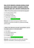 Real Estate Broker Licensing Exam Questions and Correct Answers