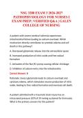 NSG 3280 EXAM 3 2026-2027&NewLine;PATHOPHYSIOLOGY FOR NURSES I&NewLine;EXAM PREP &vert; VERIFIED Q&A &vert; GALEN&NewLine;COLLEGE OF NURSING