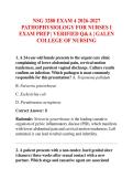 NSG 3280 EXAM 4 2026-2027&NewLine;PATHOPHYSIOLOGY FOR NURSES I&NewLine;EXAM PREP &vert; VERIFIED Q&A &vert; GALEN&NewLine;COLLEGE OF NURSING