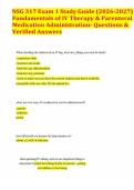 NSG 317 Exam 1 Study Guide &lpar;2026-2027&rpar; Fundamentals of IV Therapy & Parenteral Medication Administration- Questions & Verified Answers&period;pdf&NewLine;&NewLine;