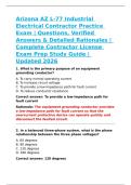 Arizona AZ L-77 Industrial Electrical Contractor Practice Exam &vert; Questions&comma; Verified Answers & Detailed Rationales &vert; Complete Contractor License Exam Prep Study Guide &vert; Updated 2026