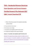 TDLR &ndash; Residential Wireman Electrician &NewLine;Exam Questions and Correct Answers &NewLine;&lpar;Verified Answers&rpar; Plus Rationale 2027 &NewLine;Q&A&vert; Instant Download Pdf 