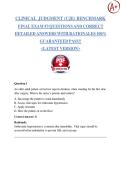 CLINICAL JUDGMENT &lpar;CJE&rpar; BENCHMARK FINAL EXAM &num;3 QUESTIONS AND CORRECT DETAILED ANSWERS WITH RATIONALES 100&percnt; GUARANTEED PASS&excl;&excl;   <LATEST VERSION> 